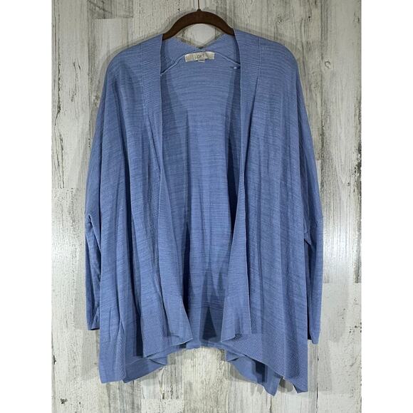 Loft Cardigan Sweater Size Small Periwinkle Slub Knit Open Front Oversized - Picture 1 of 7
